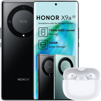 Smartfon Honor X9a 6/128 Black + simsiz naushnik Honor choice earbuds x3 lite sovg'a